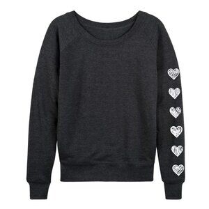 Instant Message Sweatshirt Size Medium Long Sleeve Pullover Sketched Hearts Gray